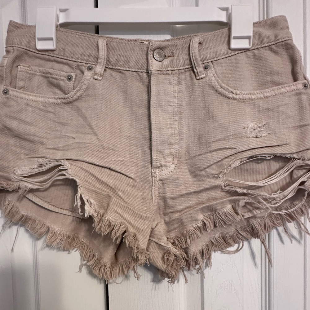 We The Free Women's Distressed Tan Jean Shorts
